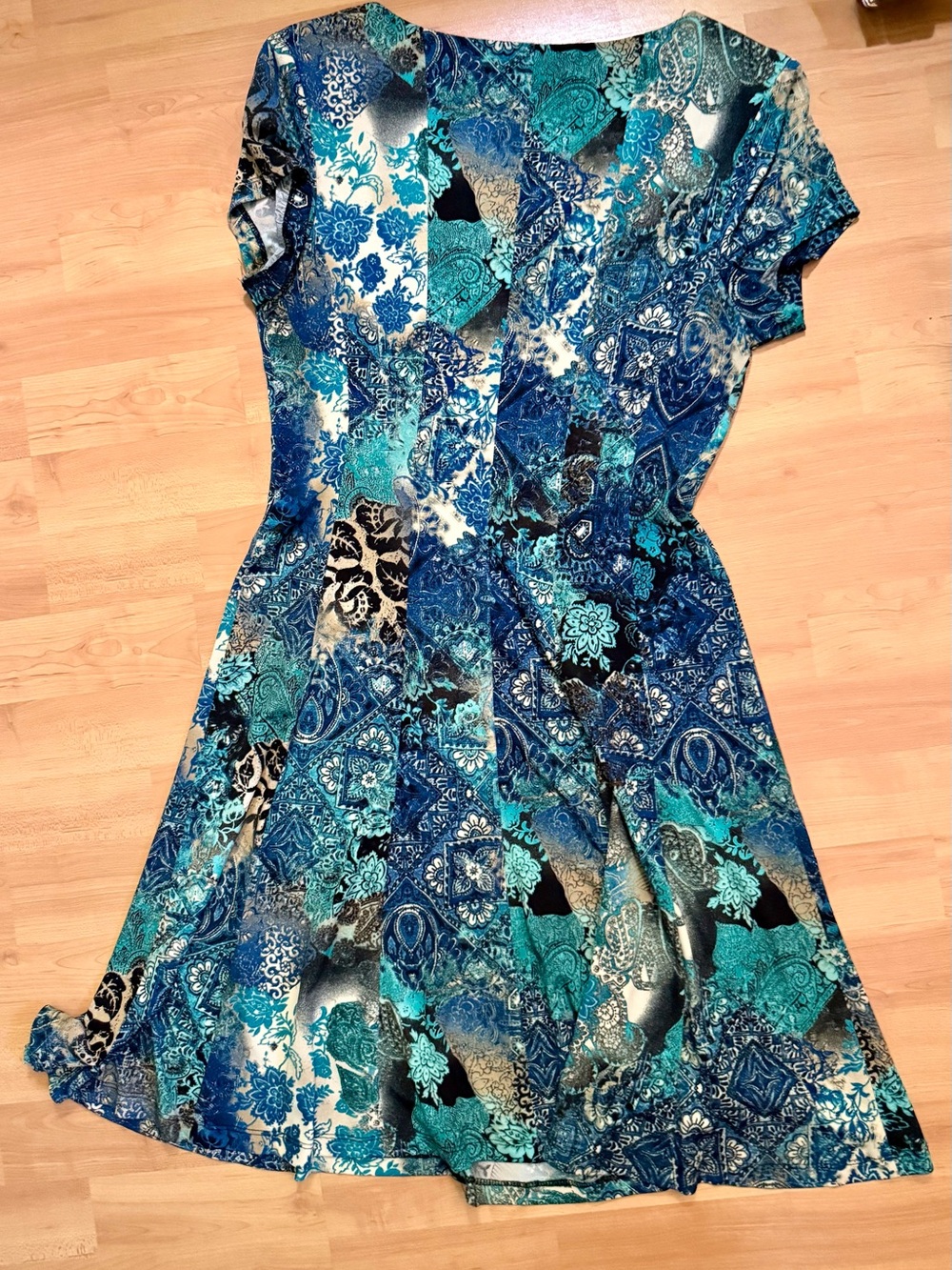 Connected Teal and Navy Paisley dress - Picture 2 of 6